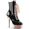 Botas Sexy de Pole Dance para Discoteca Tacón de 15/17/20cm Botines Cortos Galvanizados Zapatos Sexy de Tacón Alto con Plataforma Gruesa para Adultos