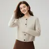 Cárdigan de Cachemira 2026 Otoño/Invierno Nuevo Estilo para Mujer Cuello Redondo Tejido de Punto Trenzado Capa Base Estilo Dulce Corte Holgado Ropa de Abrigo de Hilo Bouclé