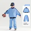 Conjunto Deportivo de Punto Waffle para Niños Niños 2026 Primavera Otoño Nuevo Estilo Ropa Bordada para Niños Ropa Grande Otoño Conjunto de Dos Piezas