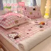 Colchoneta de cama de terciopelo de leche de dibujos animados, colcha acolchada para dormitorio de invierno, engrosada y cálida, colchón delgado estilo tatami, juego de tres piezas