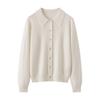 Camisa de Cashmere Feminina 100% Cashmere Puro Gola Polo Cardigã Outono e Inverno Novo Macio Elegante Mais Fácil de Combinar Top