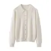 Camisa de cashmere feminina, 100% cashmere puro de cabra, cardigã com gola polo, novo estilo outono e inverno, top macio, elegante e versátil