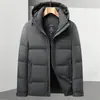 Chaqueta de plumón para hombre 2026 Otoño/Invierno Capucha desmontable Versión con cremallera para jóvenes y mediana edad Casual de negocios Abrigo de plumón grueso y cálido