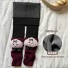 Leggings gruesos con forro de polar para niñas para otoño e invierno, calcetines holgados para niños para abrigarse en invierno, medias de bloques de color para bebés niñas