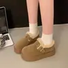 Mocasines peludos de suela gruesa, zapatos estilo Birkenstock para mujer, nueva colección otoño/invierno 2026, botines sin cordones para la nieve, zapatos tipo gorro, zapatos cálidos de algodón
