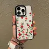 Capa de celular transparente protetora e popular, com pintura UV de rosa vermelha fresca, para iPhone 16/17 Pro Max