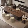Nueva mesa de té de madera maciza estilo chino para hogar y oficina, mesa de té de madera grande con diseño creativo inspirado en Zen para la preparación de té Kung Fu, incluye mesa y sillas