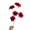 Dalia Crisantemo Artificial Estilo Europeo con Hojas para Decoración de Bodas y Decoración del Hogar