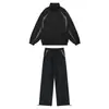 Conjunto Deportivo Estilo Japonés con Bloques de Color, Chaqueta de Béisbol con Cuello Alto, Sudadera con Cremallera, Pantalones Deportivos de Cintura Alta, Elegante Conjunto de Dos Piezas para Hombre