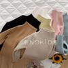 [em estoque infantil macio elástico anti-pilling malha base camisa suéter outono e inverno versão coreana de cor sólida para meninos e meninas