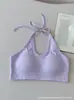 2616 Venta Caliente Estilo Coreano Colorido Retro Tirante Halter Hermosa Espalda Descubierta Camiseta sin Mangas Almohadillas en el Pecho de Moda Chica Picante Espalda Ampliamente Abierta Bandeau