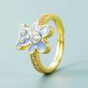 Anillo de gota de aceite de color oso de amor con microincrustaciones de circonita bañado en oro y cobre estilo INS europeo y americano, bonito y adorable accesorio para anillo.