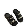 Nueva Llegada Pantuflas Metálicas de Mariposa y Flor para Mujer Verano Moda Exterior Zapatos con Agujeros Sandalias Romanas Planas y Pantuflas para Mujer con Suela Suave de Moda