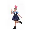 Disfraz de Halloween Zootopia Familia Masculina y Femenina Judy Coneja Oficial de Policía Traje Cos Completo Pareja Disfraz de Escenario