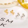 Aretes de perlas con lazo japoneses y coreanos dulces lindos pequeños exquisitos aretes para dormir con rosca giratoria de uso diario que combinan con todo