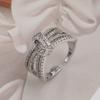 Anillo Europeo y Americano Transfronterizo de Diamante Completo para Mujer, Apertura de Circonita de Gama Alta de Nicho, Anillo Ajustable, No se Desvanece, Venta al por Mayor Versátil