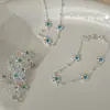Pulsera de Flor de Turquesa Azul de Plata S925 Ouni Han para Niñas, Dulce, Exquisita, Sencilla, Estilo Ins, Joyería de Diseño de Nicho