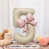 Sesión de Fotos de Cumpleaños para Niña Globo con Número de Lazo Rosa Accesorios Infantiles Decoración de Fiesta Decoración de Escenario Sesión de Fotos