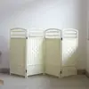 Biombo Tejido de Paja para Jardín de Infantes, Pantalla Pequeña Plegable, Divisor Decorativo, Esquina Móvil para Área de Actividades Bjs