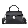 Comercio Exterior Bolso de Mano Simple de Cuero Genuino Color Sólido para Mujer Negro Versátil para el Trabajo Bolso de Hombro Único Personalización Suministro Directo Transfronterizo