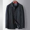 Chaqueta para Hombre 2025 Primavera y Otoño Cuello Camisero Estilo Camisa Joven Lujo Seda de Leche Casual de Negocios Abrigo para Viajar al Trabajo
