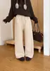Pantalones casuales de pierna recta con lunares estilo perezoso para mujer, invierno, más terciopelo, talla grande, chicas con sobrepeso, cintura alta, adelgazantes, holgados, de pierna ancha
