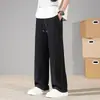 Calça larga de seda gelada de verão para homens, corte solto, plus size, para pessoas grandes e pesadas, fina, secagem rápida, calça casual esportiva curva, modelo 79