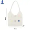 Bolsa de Playa Tejida Dopamina Bolsa de Playa Costera Pequeña Floral Vacaciones Transfronteriza Gran Capacidad Bolsa Tote Nueva Bolsa de Hilo de Algodón para Viajes