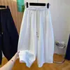 Verano 2026 Nuevos Pantalones de Mujer con Cordón Cintura Elástica Corte de Guadaña Estilo Europeo y Americano Modernos Sueltos de Cintura Alta Versátiles Casuales