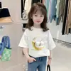 Camiseta de Manga Corta para Niñas, Corte Holgado, Algodón Puro, Nueva Colección Verano 2026, Camiseta Básica Versátil Casual, Top de Moda