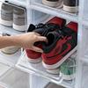 Caixa de Armazenamento de Sapatos Transparente Dobrável de Acrílico com Sucção Magnética, Caixa de Armazenamento Retrátil, Resistente ao Vento, Móvel, Sem Necessidade de Instalação, Capacidade para Dois Pares