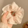 Anel de Cabelo Listrado de Cabeça de Bola Intestino Grosso Celebrante da Internet 2025 Novo Estilo Corda de Cabelo para Rabo de Cavalo Alto Acessório de Cabelo Feminino Corda de Cabelo