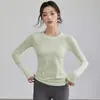 Ropa de Yoga para Mujer, Estilo Otoño e Invierno, Corte Ajustado, Alta Elasticidad, Cuello Redondo, Manga Larga, Entrenamiento para Correr, Ropa de Fitness de Secado Rápido, Top Cómodo
