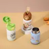 Botella de agua térmica temática de dibujos animados para niños, hecha de acero inoxidable 316 con tapa de botón y popote, una botella de regalo portátil para estudiantes, y personalizable con un logotipo
