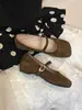 Sapatos femininos com aumento interno de 5 cm, novidade primavera 2026 versão coreana retrô bico redondo macios rasos camurça sapatos Mary Jane