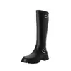 Botas de cavaleiro com fivela para outono e inverno 43 botas femininas de salto médio grosso botas de motocicleta europeias e americanas comércio exterior 33 novo adulto
