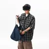 Camisa a Cuadros Juvenil de Manga Corta Estilo Japonés Unisex Verano Moderna Clásica Camisa con Bloques de Color Casual Holgada Chaqueta Moderna