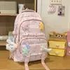 Mochila de alto valor para meninas do ensino fundamental, estilo Ins, estilo coreano, para estudantes do ensino médio, estudantes do ensino fundamental 3º ao 6º ano, mochila de ombro duplo, estudantes universitárias
