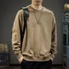 Chamarra sudadera retro americana de cuello redondo para hombre, ropa de gamuza para primavera y otoño, talla grande, holgada, top moderno de manga larga