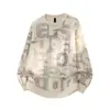 Atacado Transfronteiriço Nova Gola Redonda Solta Camisas de Manga Longa para Casal Masculinas Tendência Versátil Moletons Cinza Escuro Preto Roxo