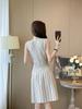 Elegante Estilo Socialité Francés 2026 Gama Alta Lujo Ligero Vestido sin Mangas tipo Camiseta Rayas Verticales Adelgazantes Cuello Redondo Vestido de Línea A para Mujer
