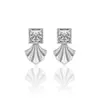 Suministro Directo de Fábrica Pendientes de Plata S925 con Diseño Cuadrado Festoneado, Pendientes Versátiles de Estilo Vintage, Exclusivamente para Transmisiones en Vivo y Ventas Transfronterizas