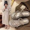 Hermosas Sandalias para Mujer para Usar Afuera en Verano 2025 Nuevas de Celebridad de Internet Mariposa Pedrería con Faldas y Zapatos Sandalias Romanas Modernas