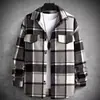 Camisa de Franela a Cuadros Cepillada de Manga Larga Ajustada de Venta Caliente Otoño e Invierno 2024 para Hombre