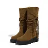 Botas de Cuero para Mujer Tallas 35-43, Tallas Extra Grandes, Botas Altas Casuales de Color Sólido con Tacón Medio, Botas para Mujer con Suela Gruesa y Punta Redonda