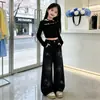 Conjunto de niña 2026 nuevo elegante y moderno conjunto de primavera y otoño para niñas mayores con top de pedrería y pantalón de pedrería