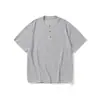 Camiseta de punto con cuello Henry estilo dinero viejo disfrazado Nanxia para hombre, verano, textura de nicho, manga corta, estilo perezoso de alta gama