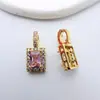 Colgante de Cobre Chapado en Oro con Circonita Microincrustada Cierre Universal Colgante de Collar de Perlas Accesorios para Joyería Hechos a Mano DIY