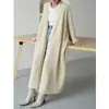 Novo cardigã de tricô longo solto para outono e inverno, estilo casual, abaixo do joelho, fio grosso, casaco suéter plus size para mulheres