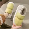 Pantuflas de Algodón Impermeables con Relleno de Pluma para Mujer, Zapatos de Algodón Cálidos de Invierno para el Hogar, Zapatos Gruesos Antideslizantes para Exteriores para Hombre